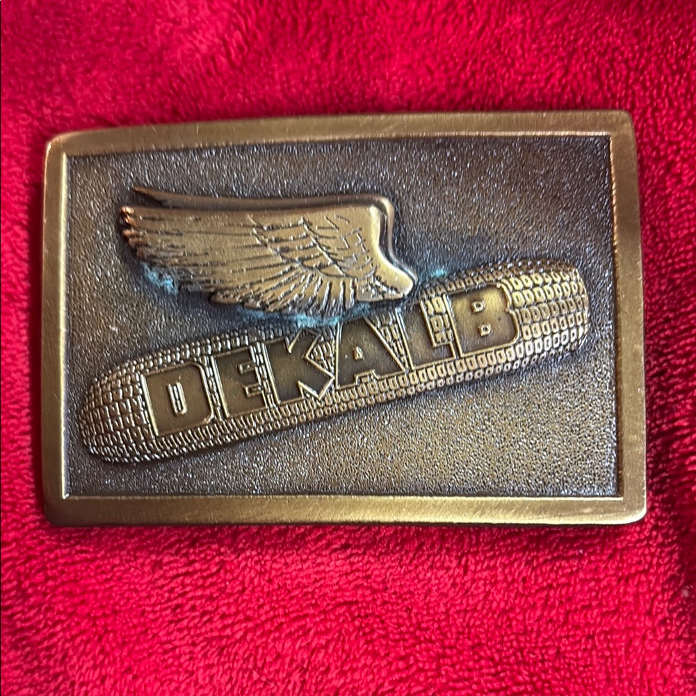 Vintage Dekalb Flying Ear Of Corn Brass Belt Buckle